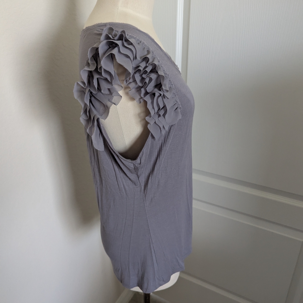 Gray Ruffle Sleeve Women's Top - Picture 5 of 8